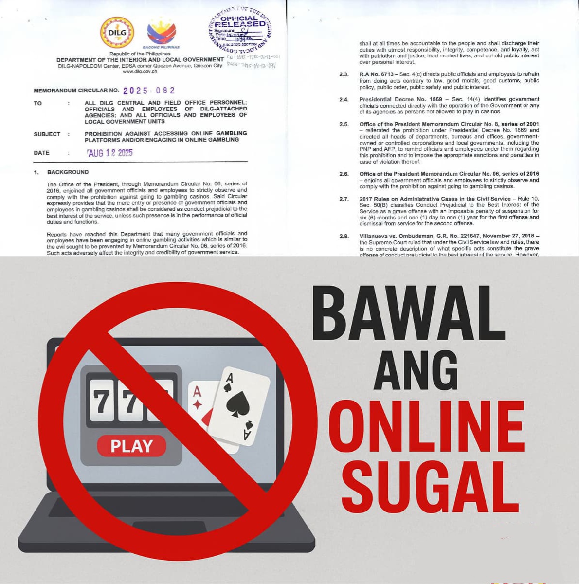 DILG, Ipinagbawal ang Online Sugal sa lahat ng kawani at opisyal ng LGU