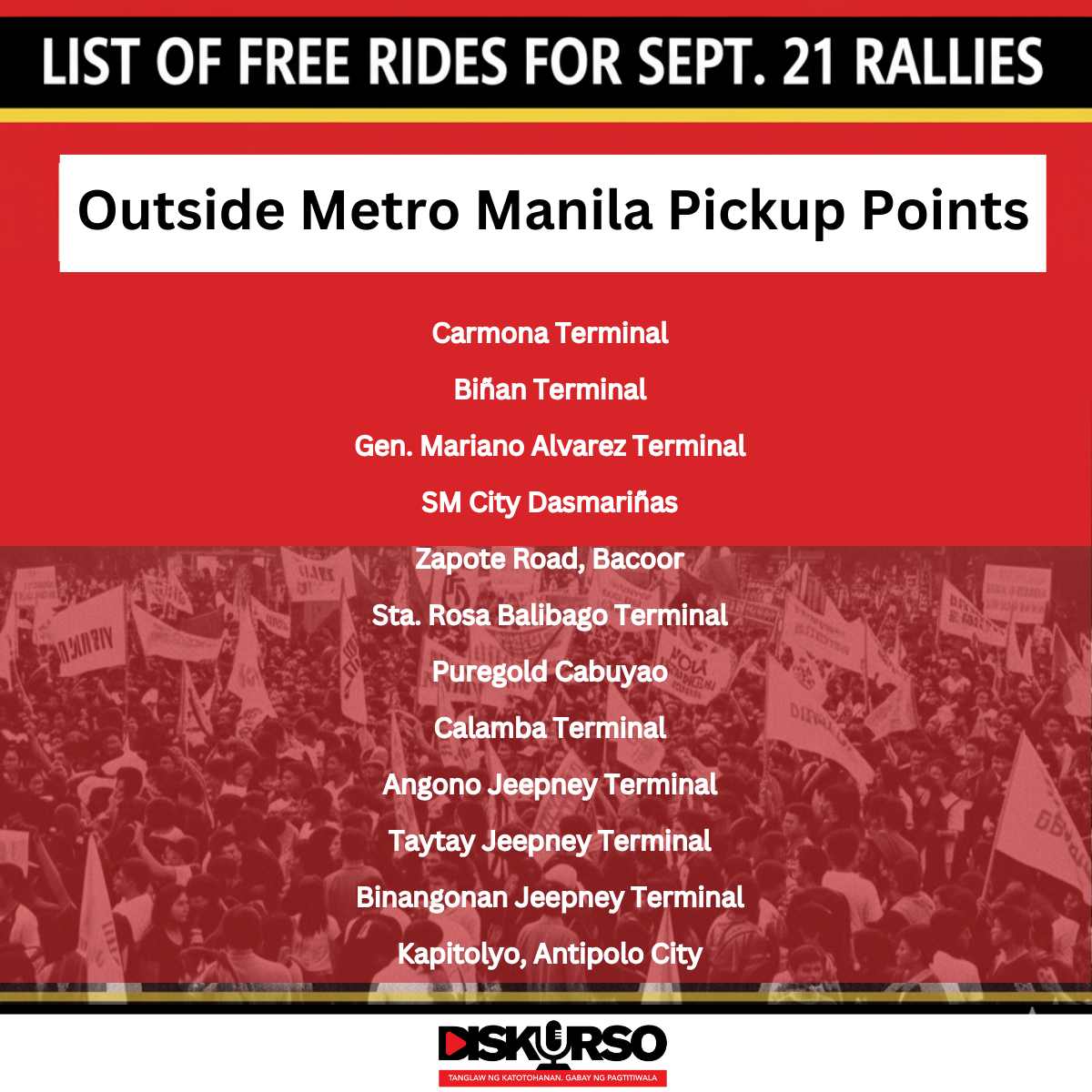 MANIBELA magbibigay ng libreng sakay para sa Setyembre 21 protesta