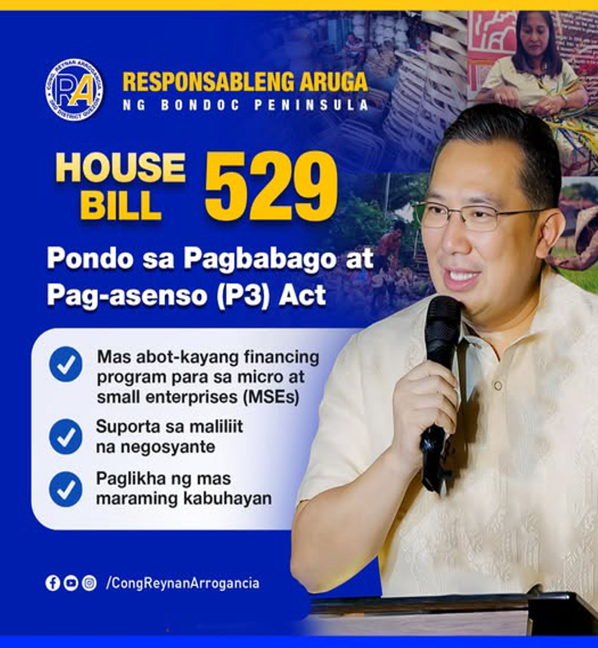 Cong. Reynan Arrogancia, isinusulong ang ‘Pondo sa Pagbabago at Pag-asenso (P3) Act’ para sa maliliit na negosyante