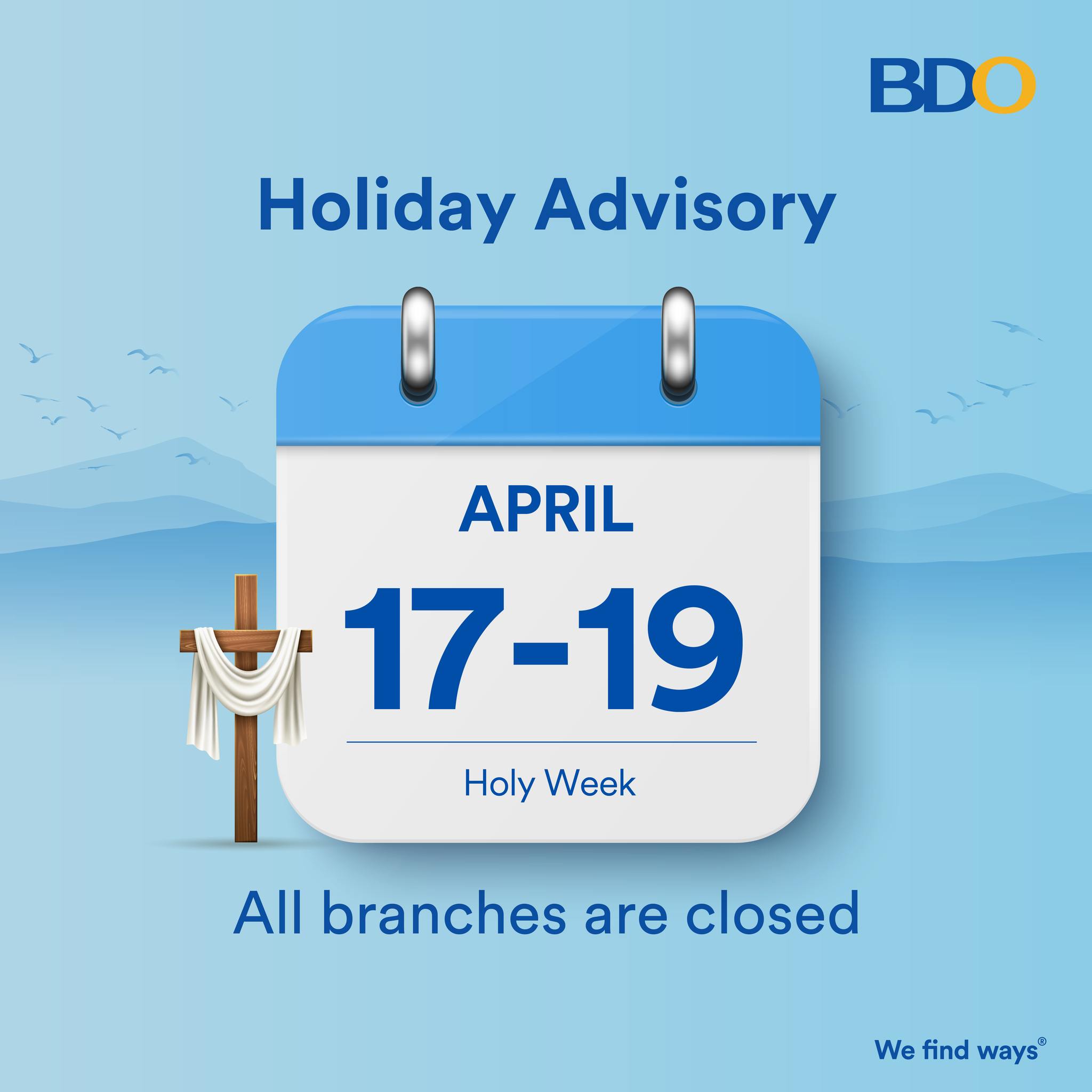 Mga bangko, nag-anunsyo ng iskedyul ng operasyon para sa Semana Santa