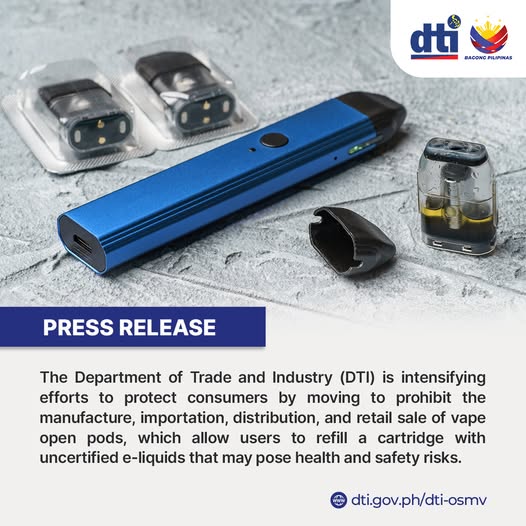 DTI, pinaiigting ang hakbang kontra vape open pods; ilang produkto, tuluyang ipinagbawal