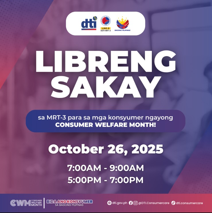 MRT-3, magbibigay ng libreng sakay sa mga piling oras sa Oktubre 26
