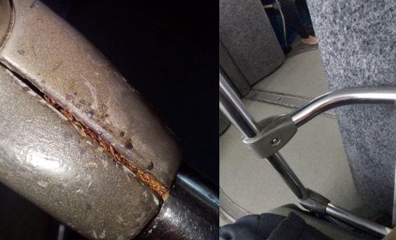 Roach express: pests spotted crawling inside MRT-3 handrail