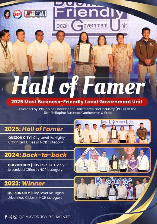 Quezon City, pasok sa Hall of Fame ng PCCI matapos ang ikatlong sunod na tagumpay