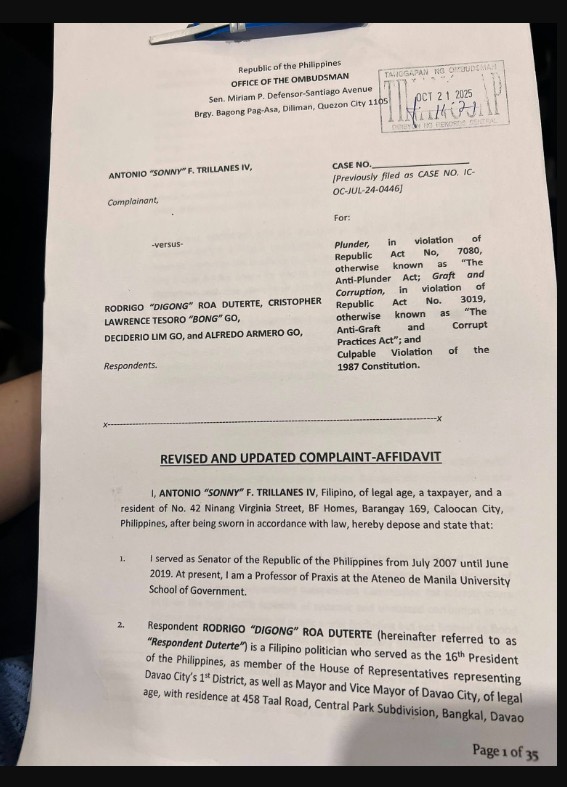 Trillanes, sinampahan ng kasong plunder sina Duterte, Go; buwelta ni Go, ‘tunay na may sala ang habulin’