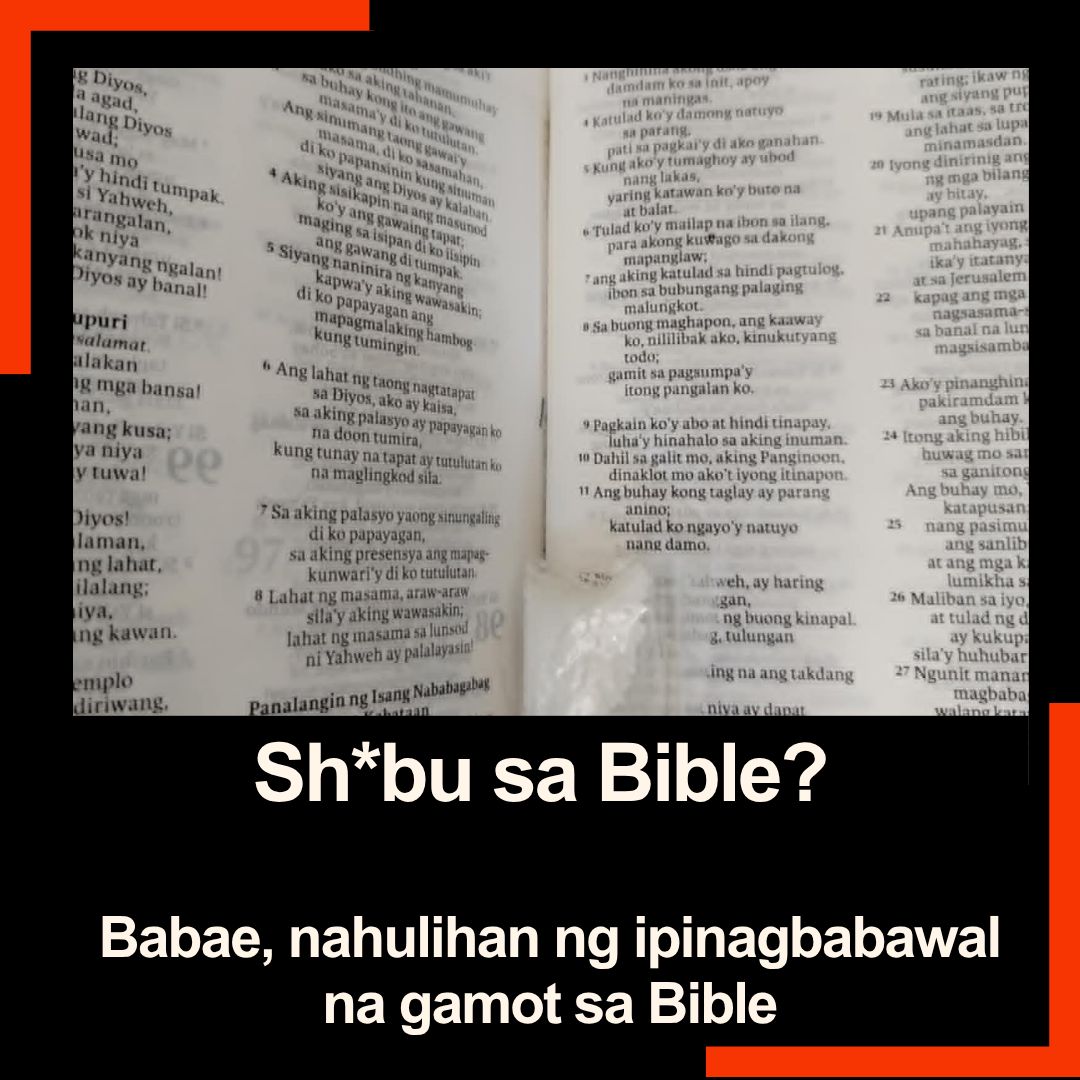 Shabu sa Bible: Babae, nahulihan ng ipinagbabawal na gamot, inipit sa Bibliya