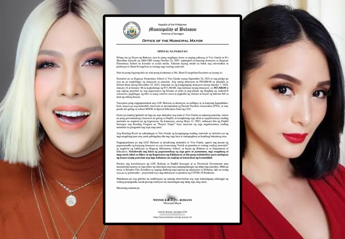 Bulusan Mayor, dumipensa kay Heart Evangelista—nilinaw ang isyung binanggit ni Vice Ganda sa ‘bulok’ na paaralan