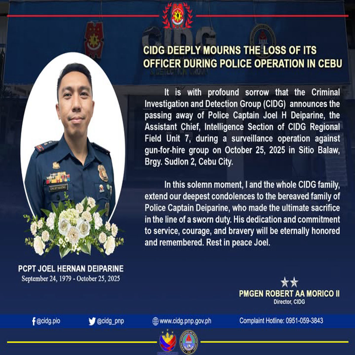 Opisyal ng CIDG, nasawi sa operasyon sa Cebu