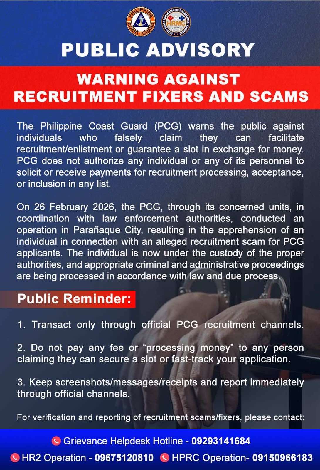 PCG warns vs. recruitment fixers  — Are applicants still falling for ‘fixers’?
