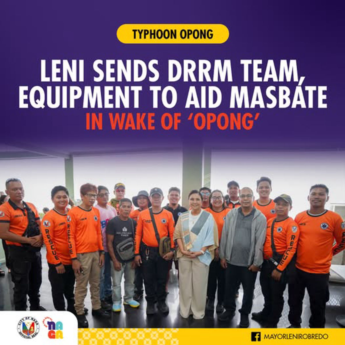 Mayor Leni Robredo, nagpadala ng tulong sa Masbate matapos manalasa ang bagyong ‘Opong’