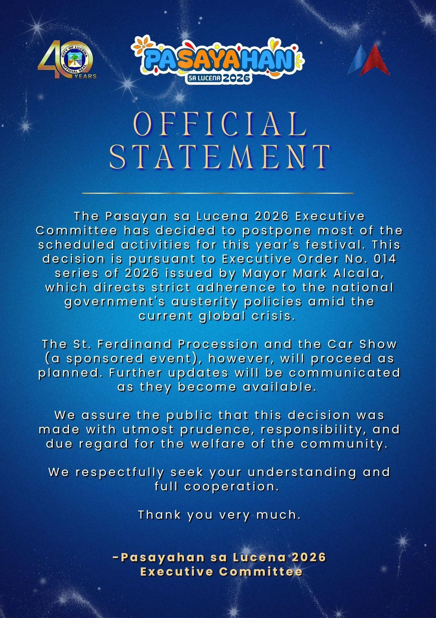 Pasayahan sa Lucena 2026 scaled back amid austerity — Responsible leadership or loss of cultural spirit?