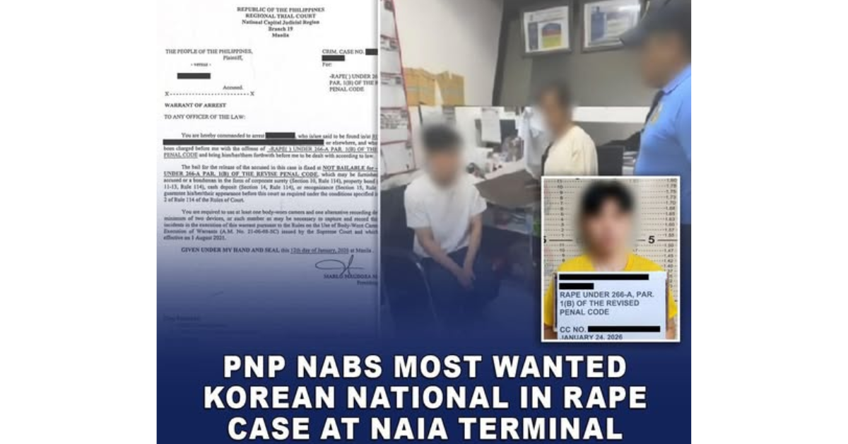 Korean national tagged as top rape fugitive arrested at NAIA — PNP
