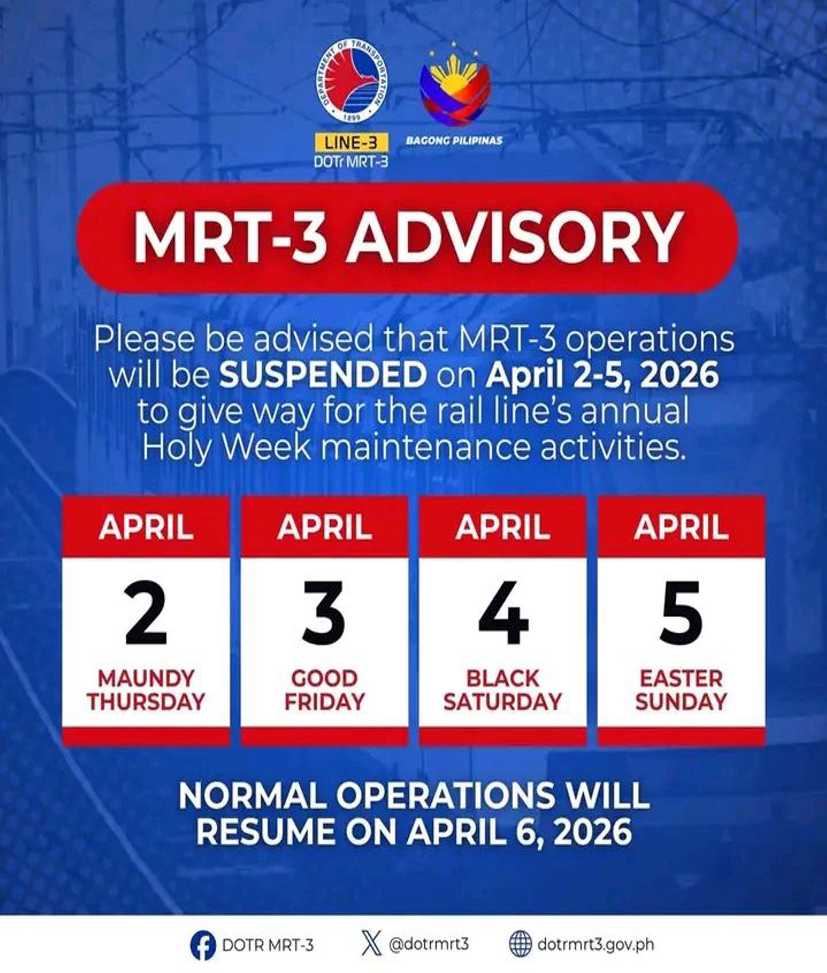 MRT-3 to suspend operations during ‘Holy Week’ — Are commuters prepared for the temporary shutdown?