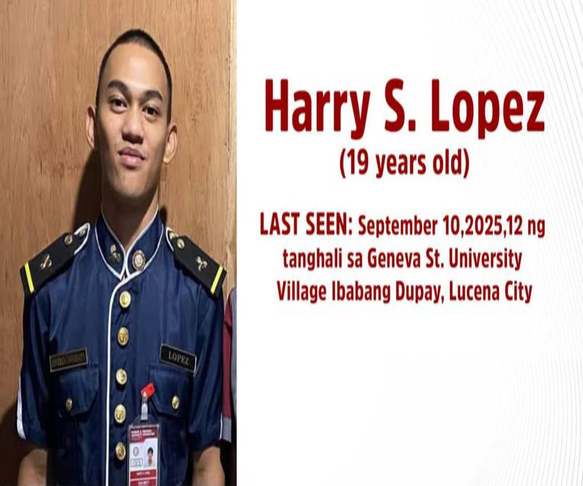 Panawagan: Pinaghahanap si Harry Lopez, huling nakita Sept. 10 sa Lucena City