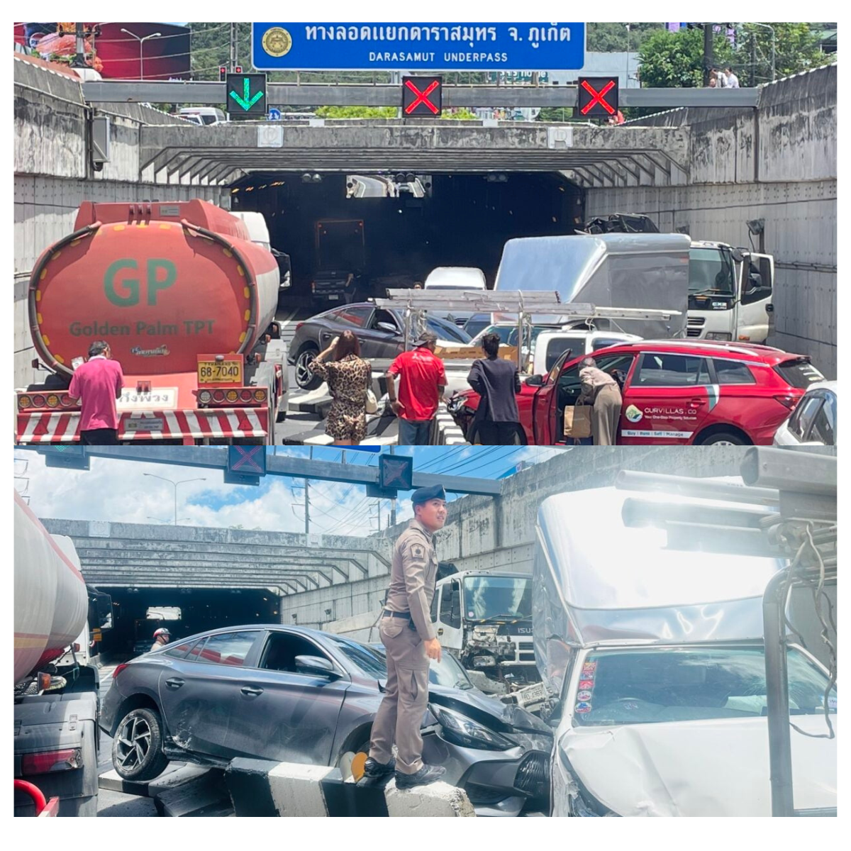 Labinglimang sasakyan, nagkarambola sa Phuket tunnel; pulis agad rumesponde