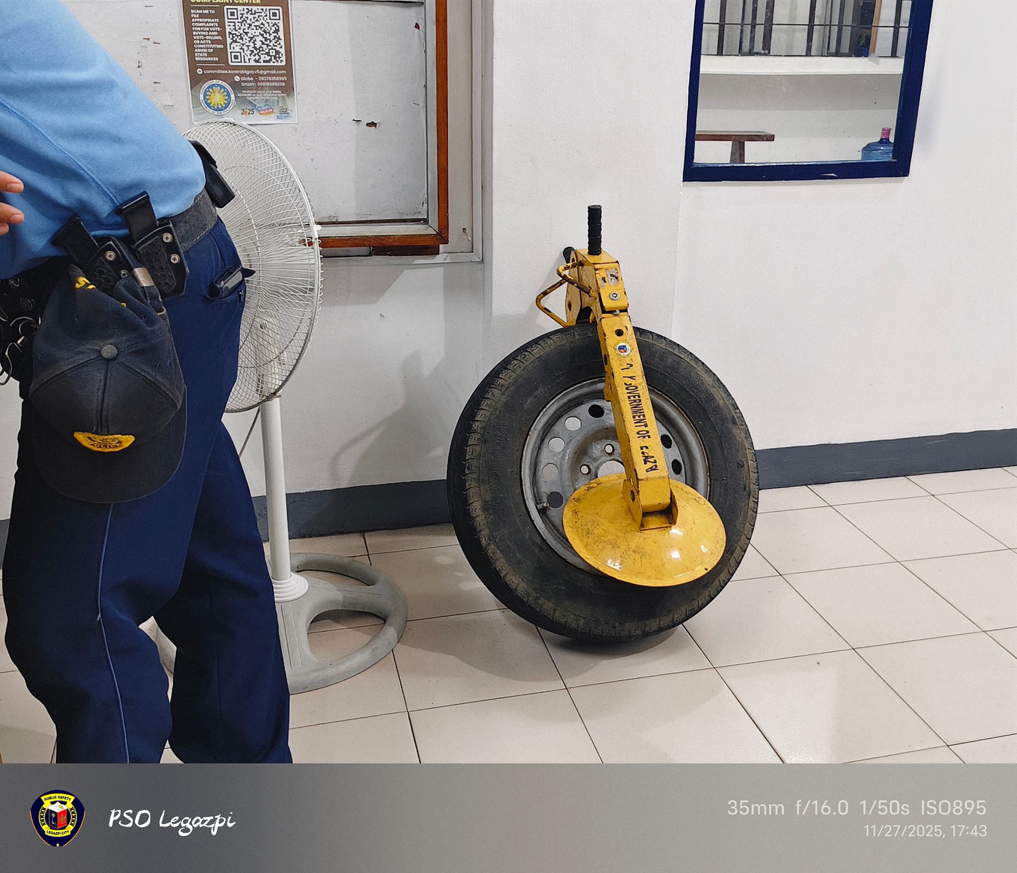 PSO Legazpi, nagpaalala laban sa pagtanggal ng ‘wheel clamp’