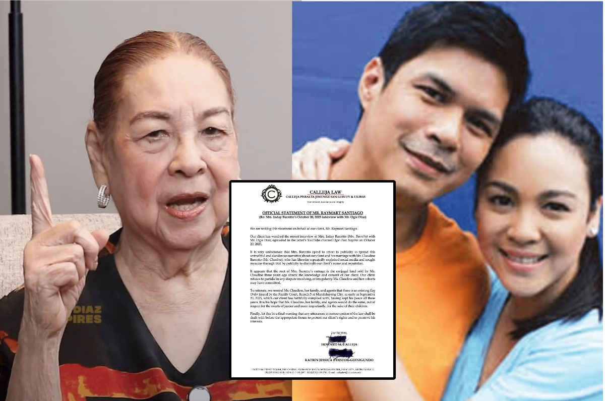 Legal team ni Raymart Santiago, mabilis na sumagot sa mga pahayag ni Mommy Inday Barretto