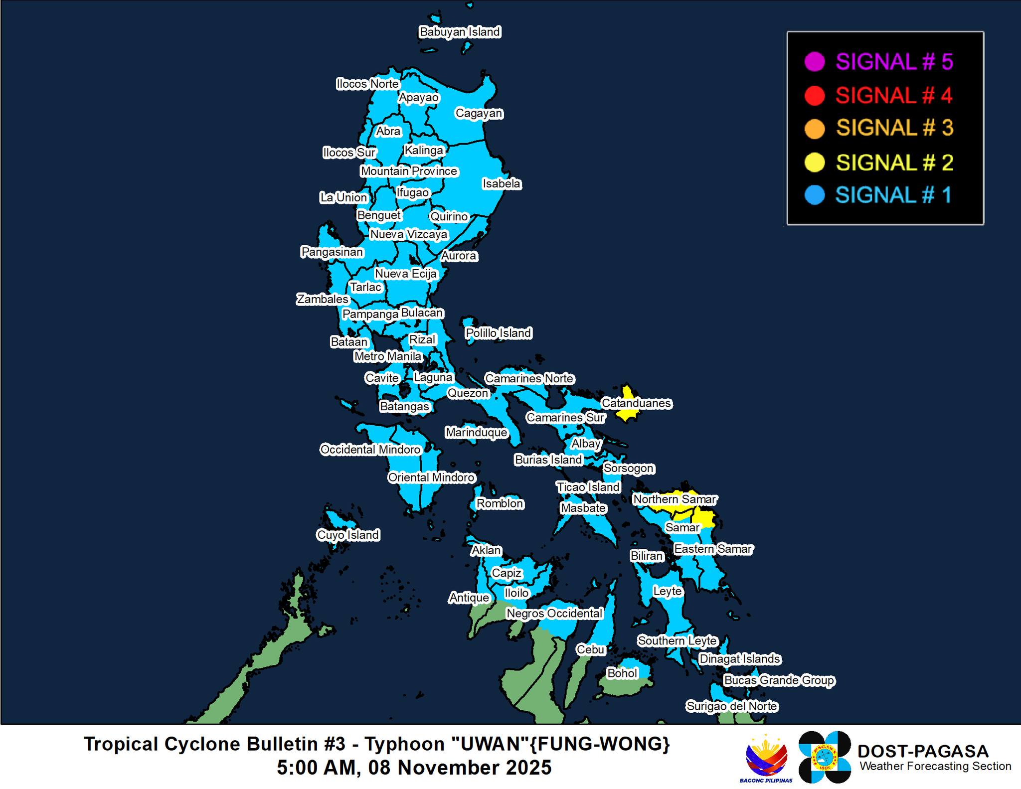 Catanduanes at Samar nasa Signal No. 2 habang bumubwelo si ‘Uwan’
